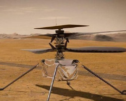 Em voo histórico, helicóptero está sendo desembarcado em Marte