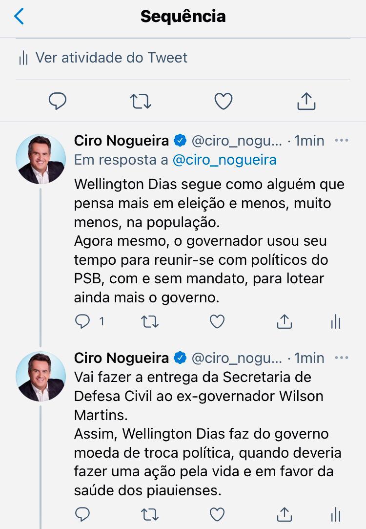 Ciro critica adesão de Wilson Martins e PSB à base governista 