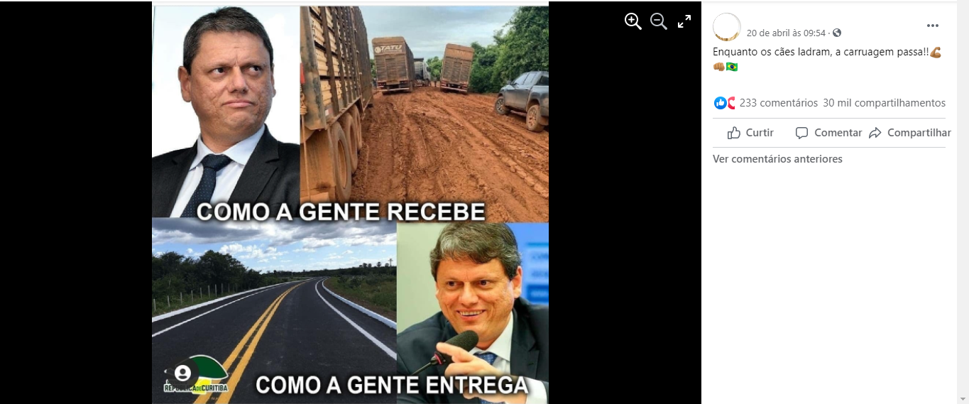 Imagem não é de uma obra federal e sim uma rodovia custeada pelo Governo do Piauí (Foto: Reprodução)