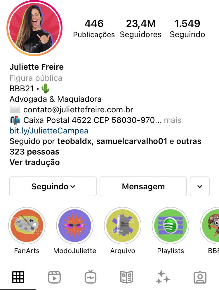 Juliette se torna a segunda BBB mais seguida do Instagram