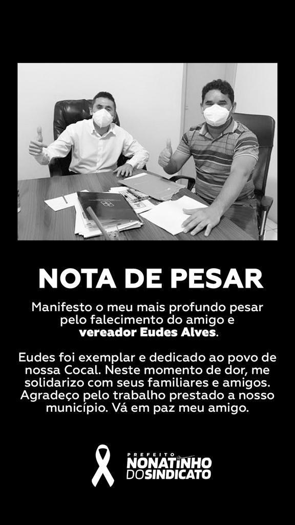Prefeito de Cocal emitiu nota de pesar