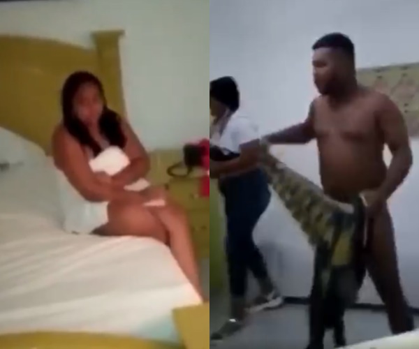 Vídeo flagra o marido invadiando o motel e descobrindo a traição (Foto: Reprodução)