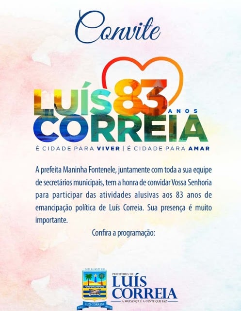 Programação comemorativa aos 83 anos de Luís Correia inicia neste sábado 17 - Imagem 1