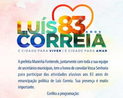 Programação comemorativa aos 83 anos de Luís Correia inicia neste sábado 17