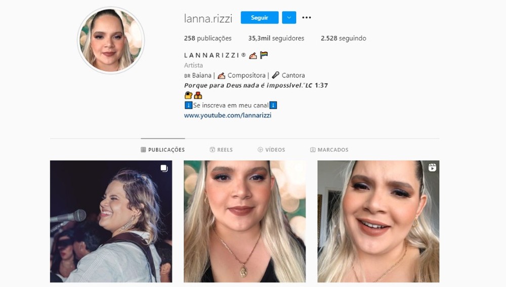 A cantora tinha mais de 30 mil seguidores na rede social