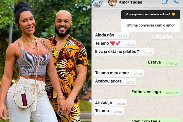 O print da conversa de Belo e Gracyanne viralizou na web