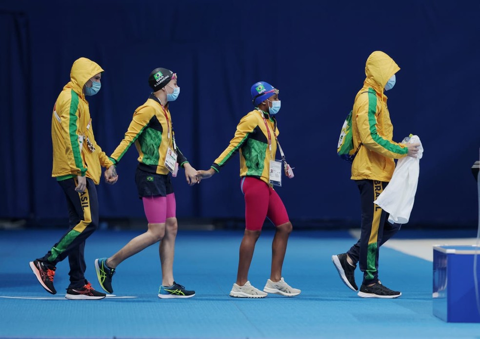 Brasil é bronze no revezamento 4x100m livre nas Paralimpíadas — Foto: Buda Mendes/Getty Images