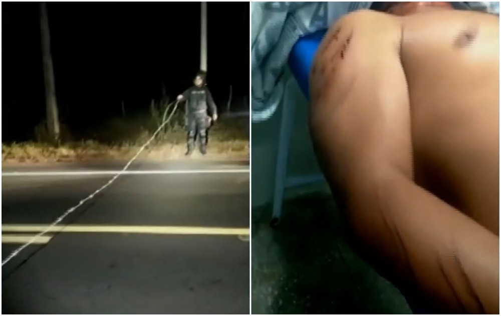 Criminosos usam arame farpado para derrubar e assaltar motociclistas no Ceará — Foto: TV Verdes Mares/Reprodução