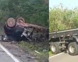 Colisão entre caminhão e carro deixa mulher morta na BR-402 em Luís Correia