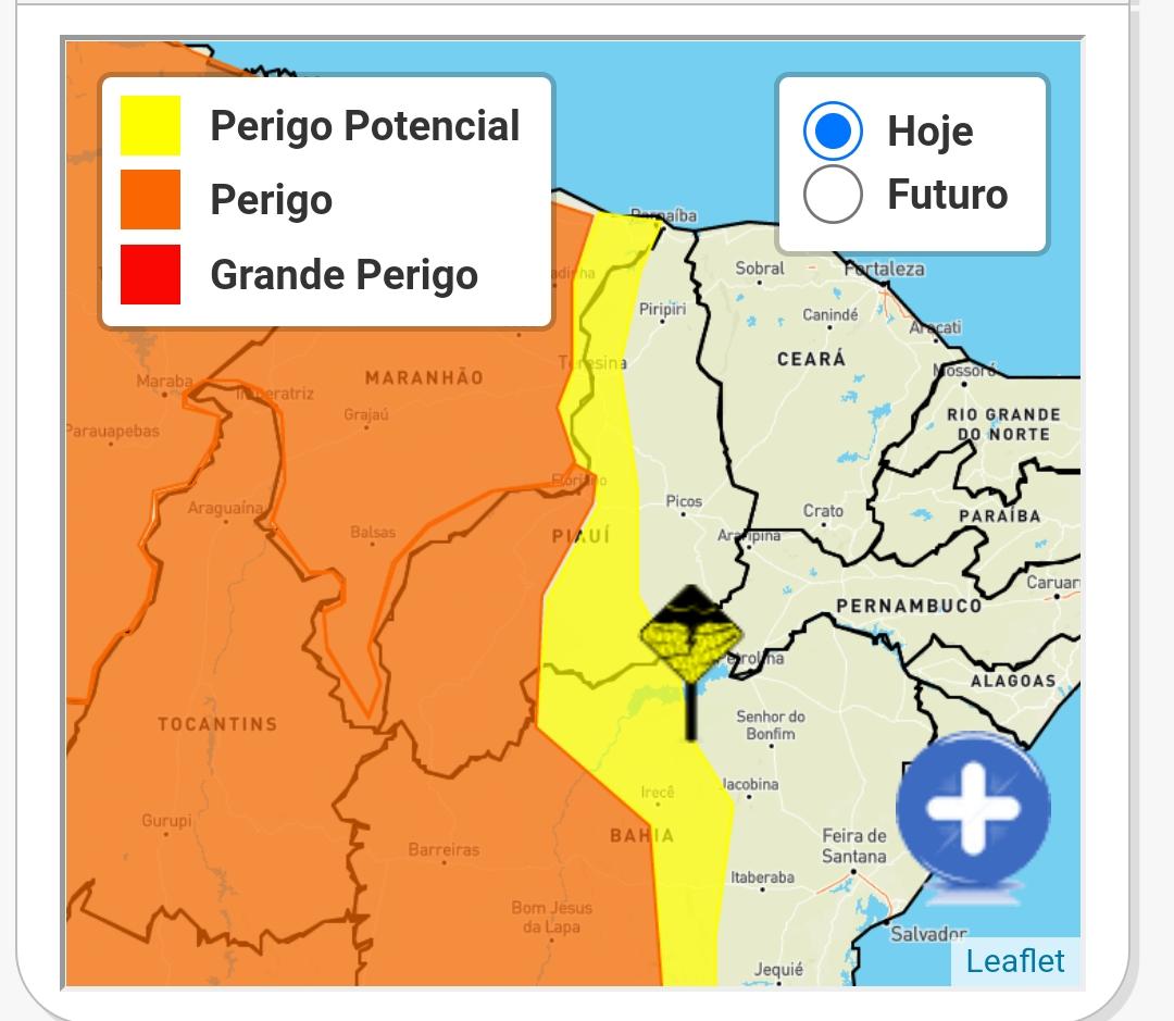 A maior parte do Piauí está na faixa de perigo e perigo potencial. Crédito: Professor Werton Costa.