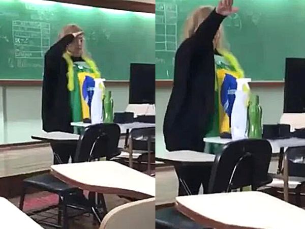 Professora faz saudação nazista para alunos durante aula em escola (Foto: Reprodução)