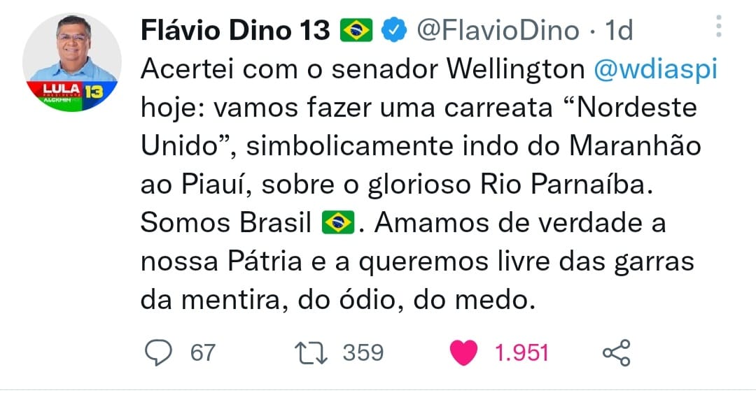 Flávio Dino confirma carreata unindo Maranhão e Piauí em nome de Lula