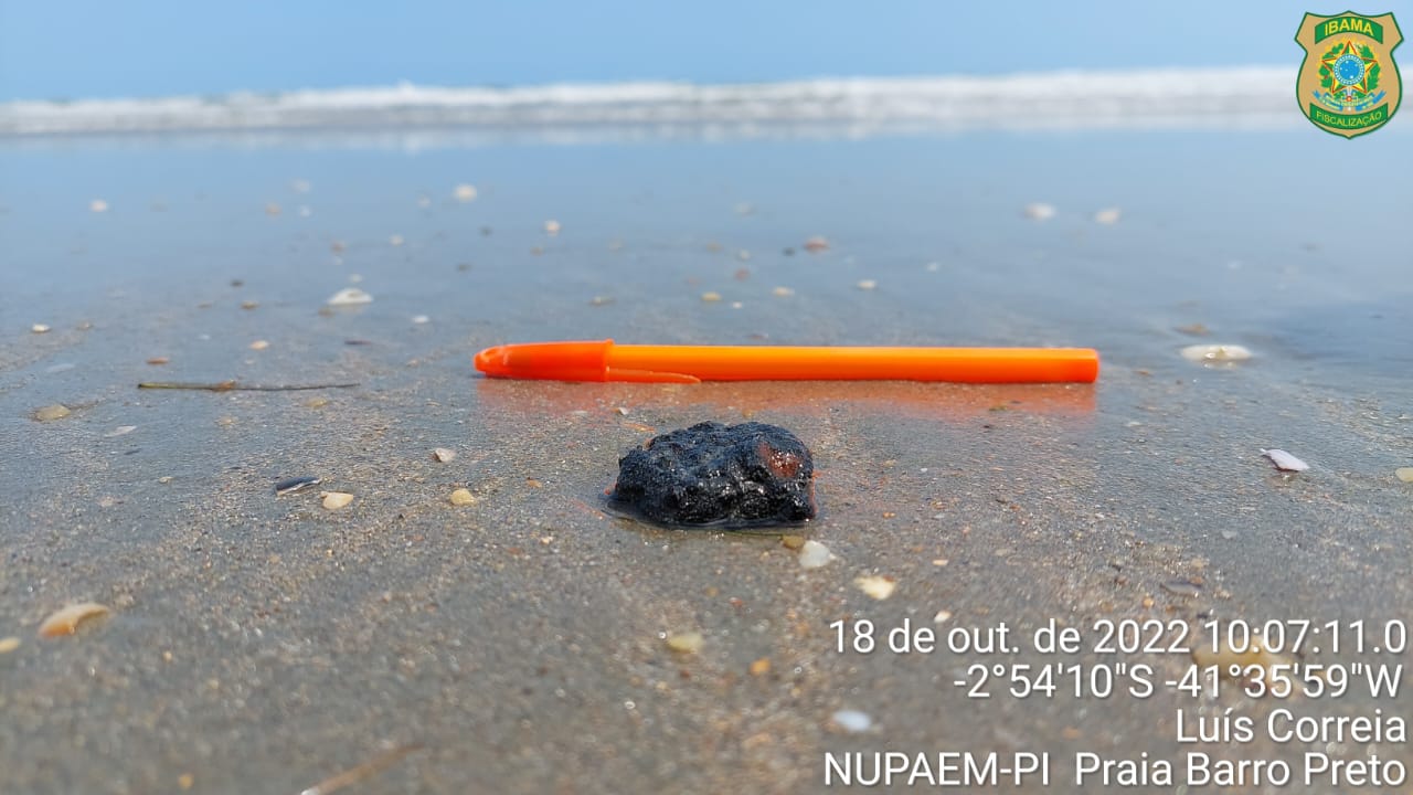 Manchas de óleo são encontradas em 3 praias no litoral do Piauí (Foto: Divulgação / Semar)