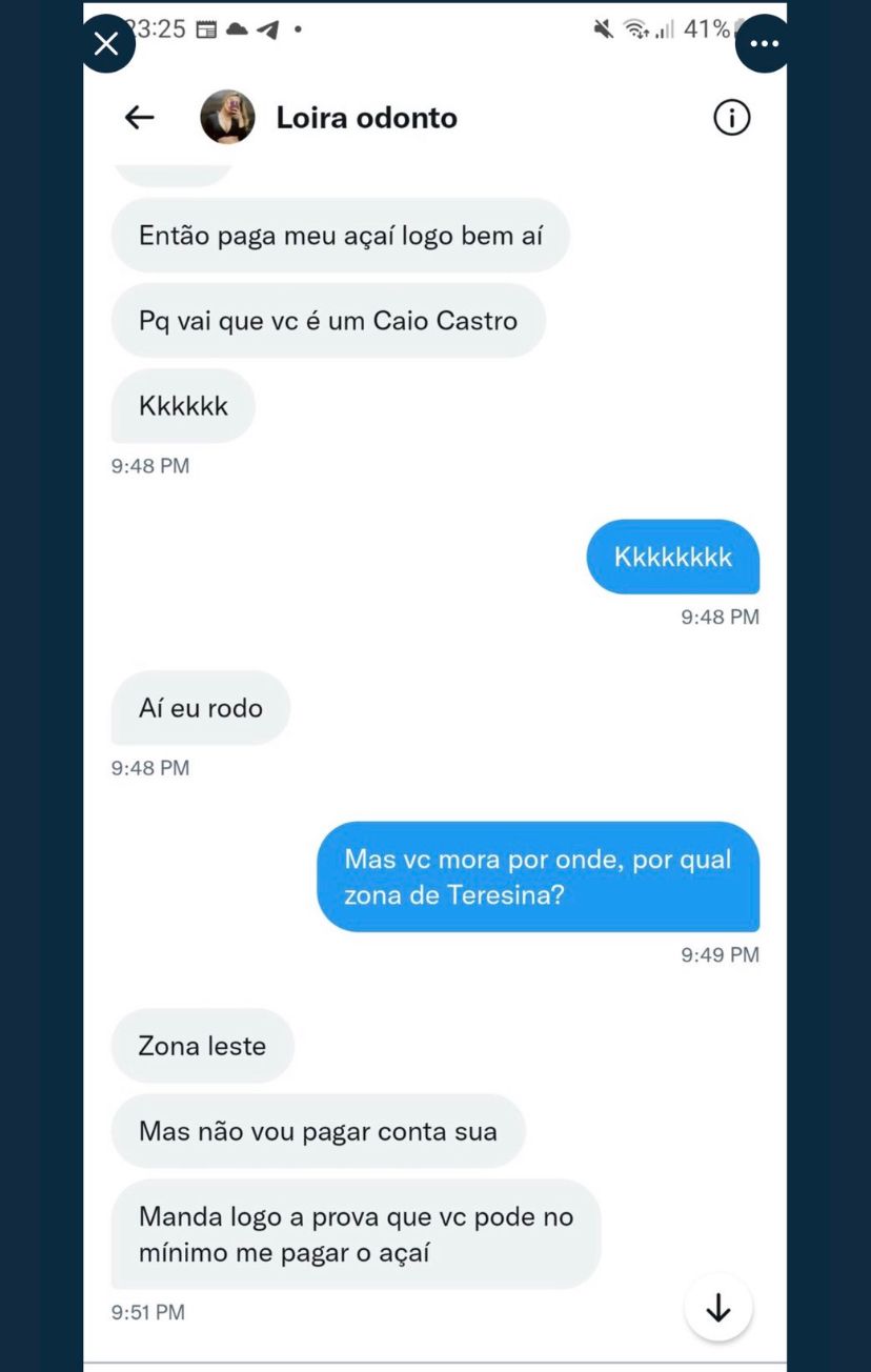 Prints das vítima da “Loira Odonto” publicados no Twitter 