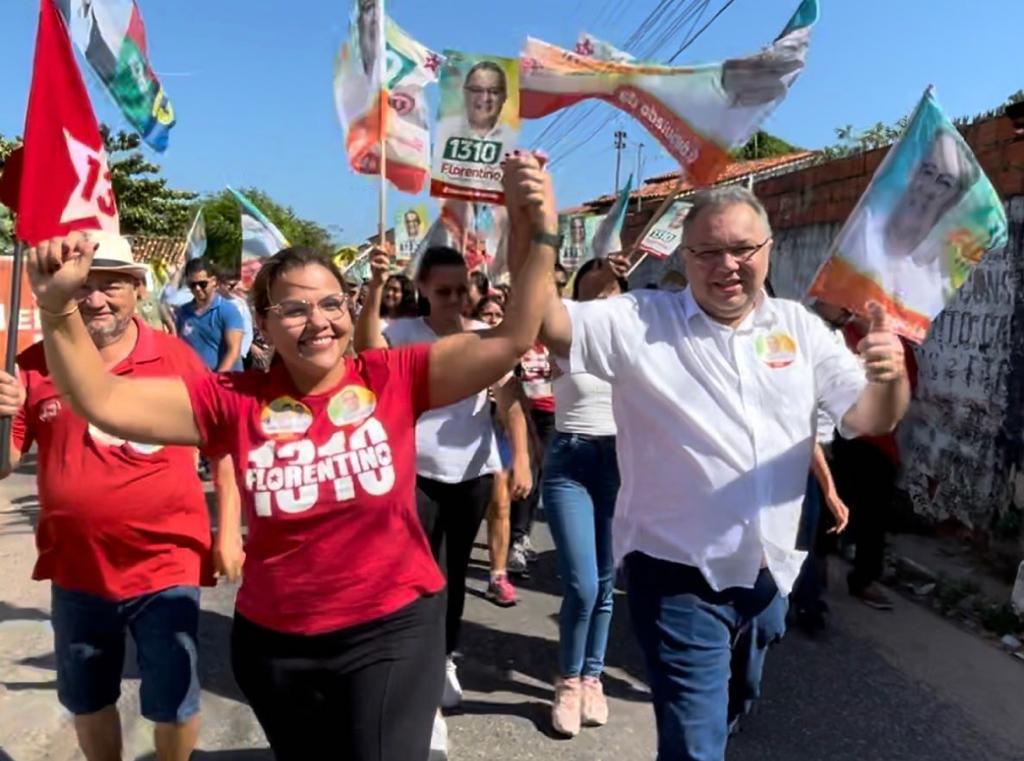 Flaviana Veras com Florentino Neto na campanha dele para deputado federal