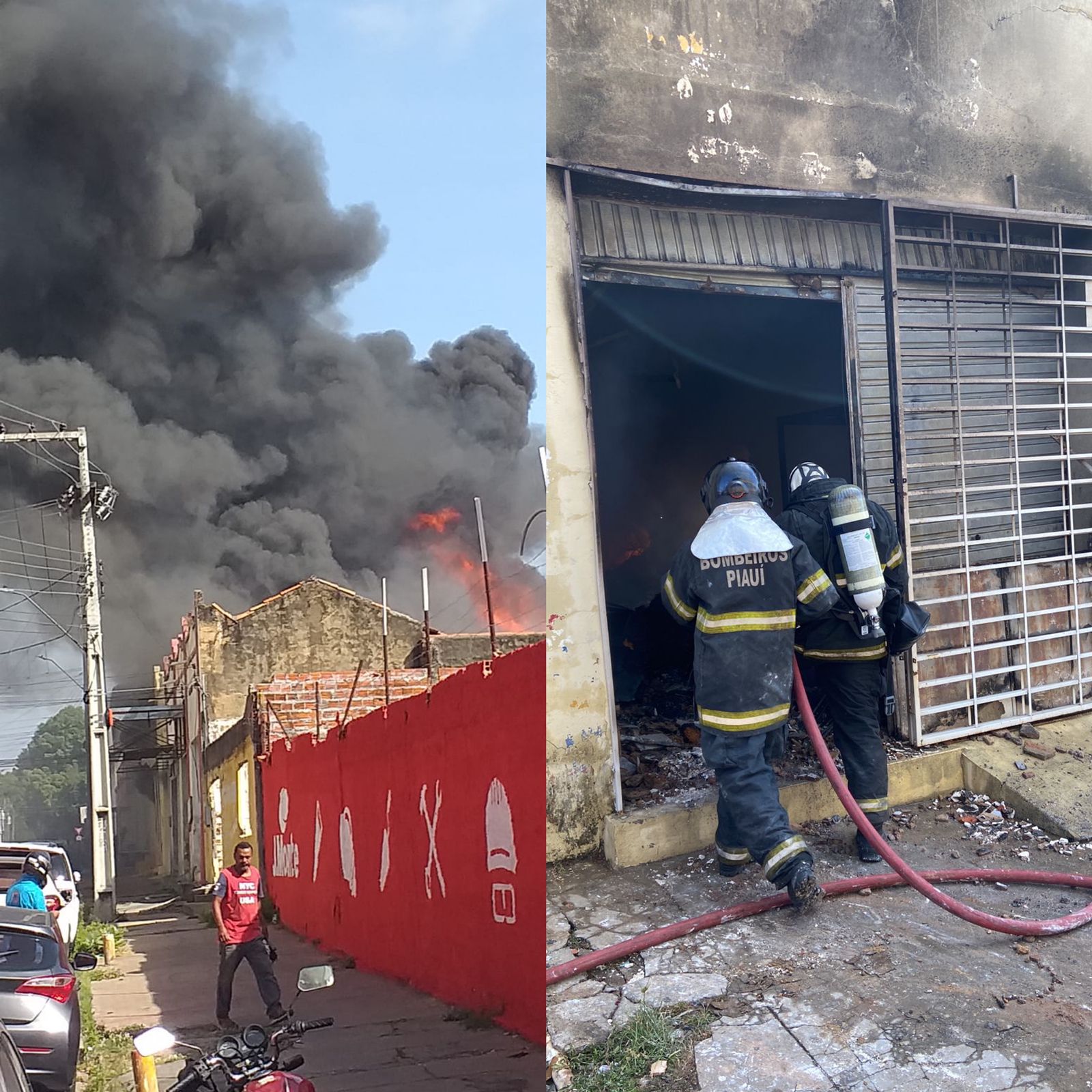 Chamas ficaram bem altas e gerando bastante fumaça na região - Foto: Matheus Oliveira/Meio Norte