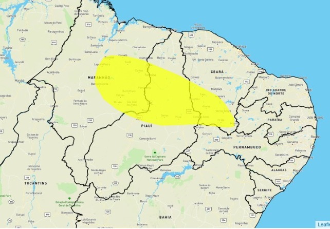 Alerta amarelo do Inmet no Piauí (Imagem: reprodução)