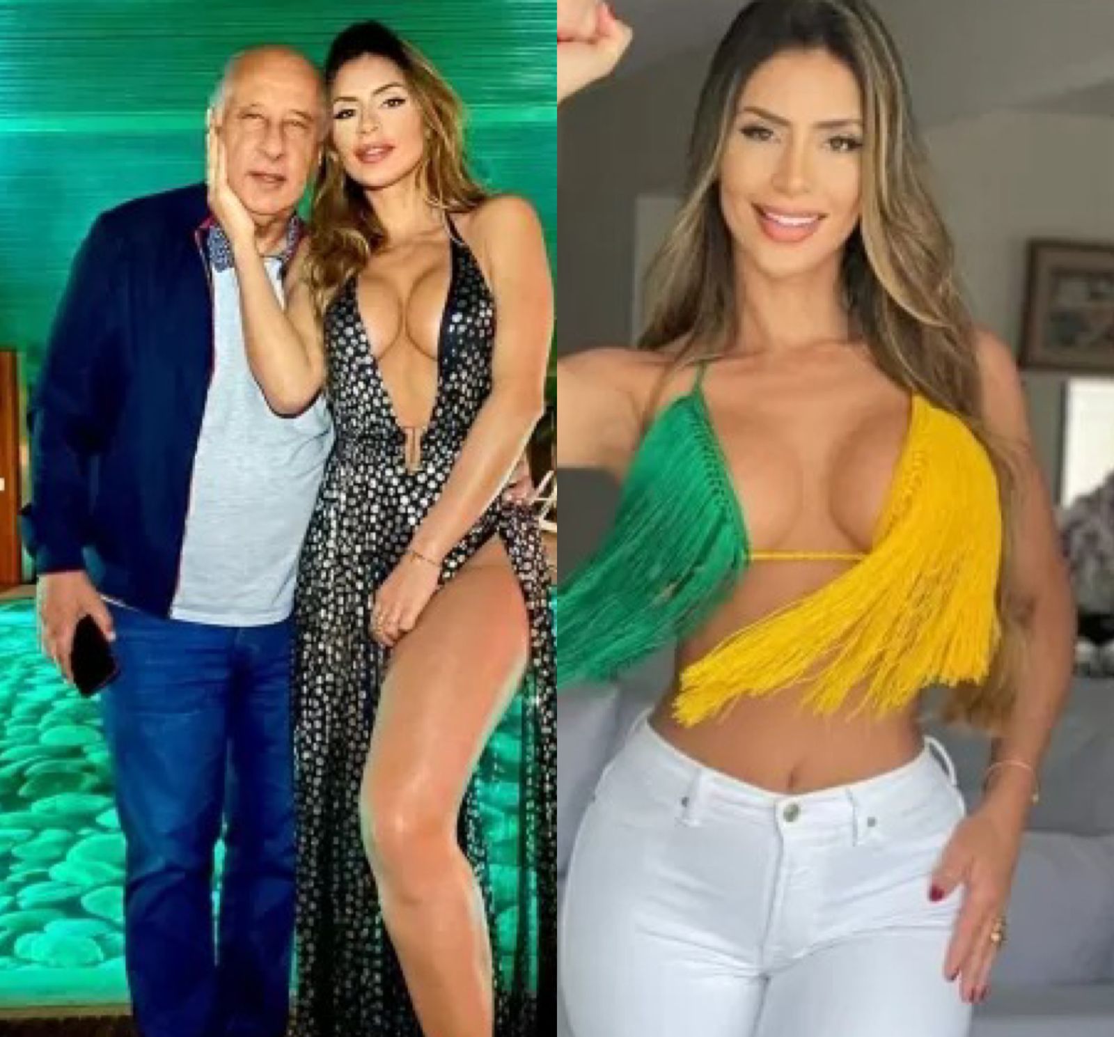 Namorada de Del Nero usa top ousado para torcer pelo Brasil; fotos