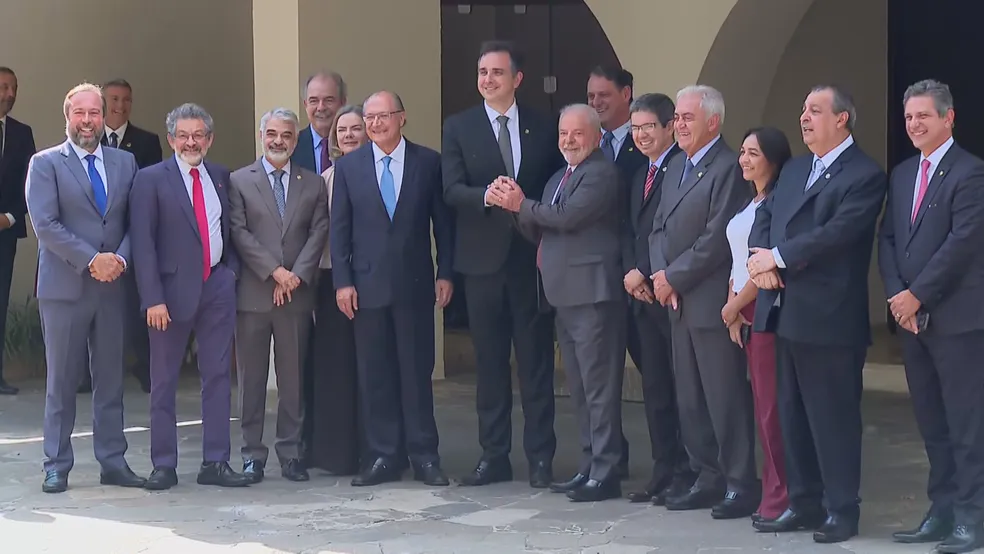 Lula também esteve com Rodrigo Pacheco Foto: Reprodução/ TV Globo 