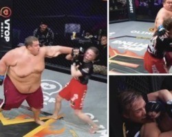 MMA: lutadora peso-palha enfrenta gigante de 240 quilos em luta bizarra