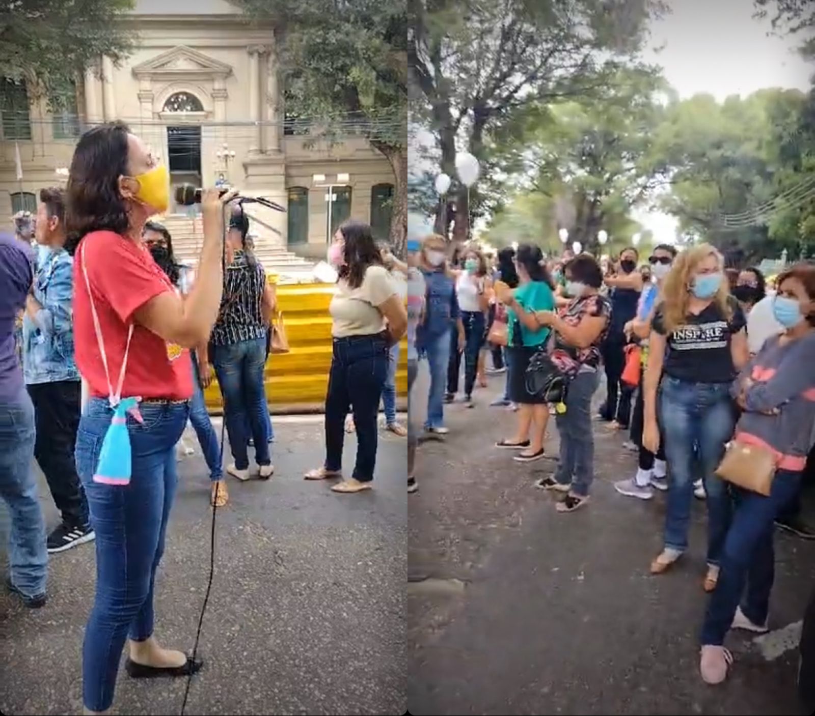 Professores fazem manifestação na frente da sede da Prefeitura Municipal de Teresina - Foto: Reprodução/Instagram