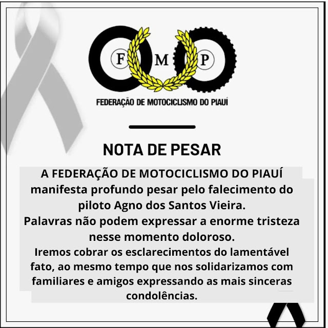 Federação de Motociclismo do Piauí emitiu nota lamentando morta de jovem - Foto: Divulgação