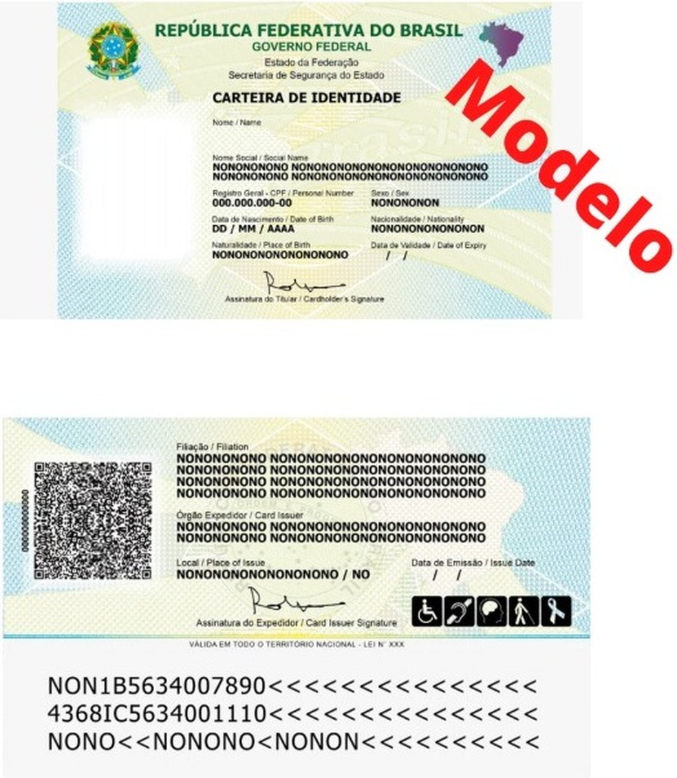 Novo modelo da carteira de identidade anunciado pelo governo federal — Foto: MJ/Divulgação 