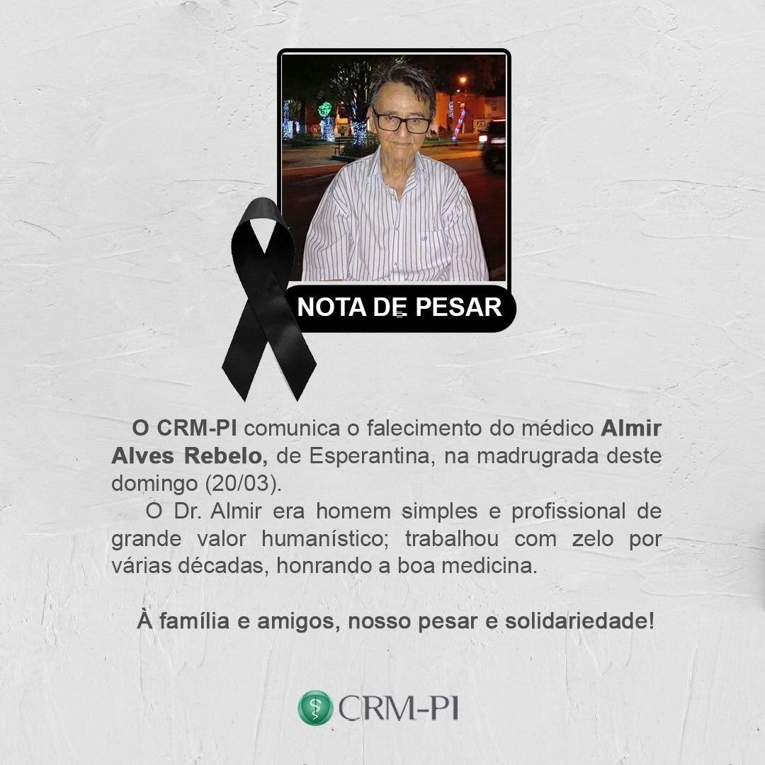 Morre médico esperantinense Almir Alves Rebelo, aos 87 anos- Foto: Reprodução/Redes sociais