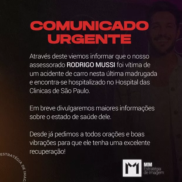 Assessoria confirma acidente com Rodrigo Mussi 