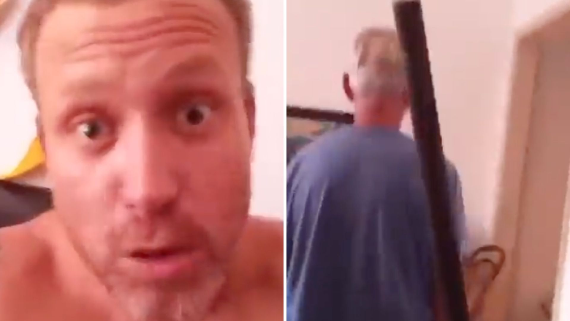 Em live, o ator aparece bastante alterado e ameaça o próprio pai