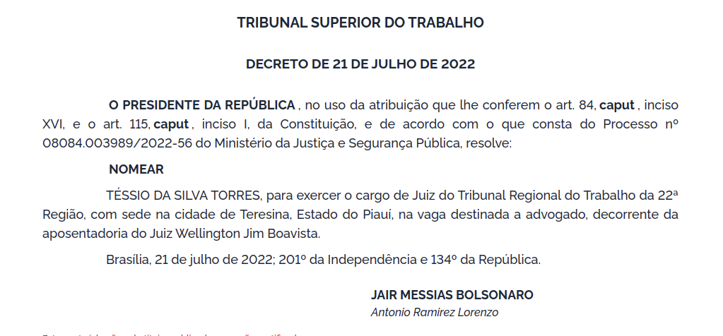 Decreto do presidente Jair Bolsonaro