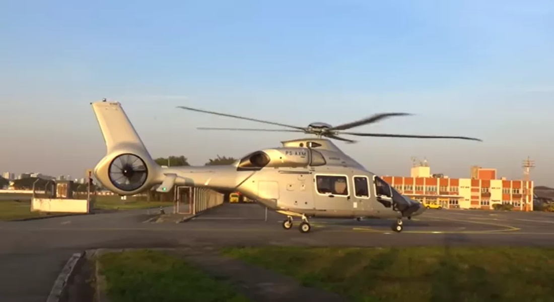 Helicóptero ACH160 que chegou no Beluga — Foto: Reprodução vídeo 