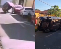 Empresária capota carro em Teresina e vídeo viraliza: “Estava aprendendo”