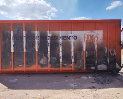 PMT investiga incêndio proposital em container de recolhimento de resíduo