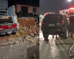 Motorista perde controle de carro e derruba muro de casa em Teresina