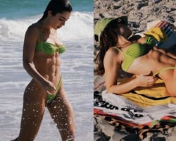 Jade volta a exibir tanquinho em cliques quentes em praia carioca; fotos
