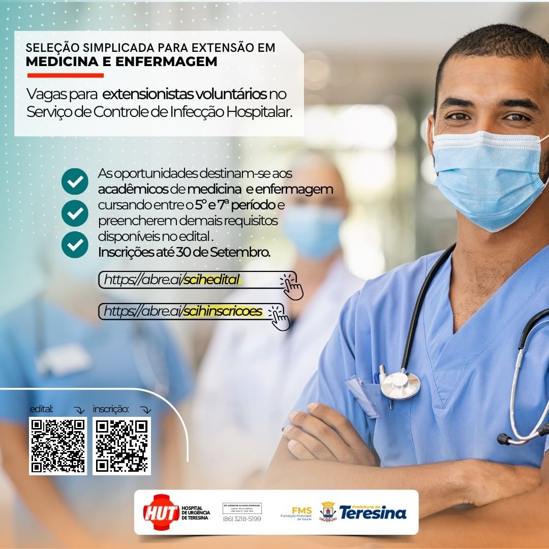 HUT abre 20 vagas para seleção de acadêmicos de medicina e enfermagem (Foto: Divulgação)