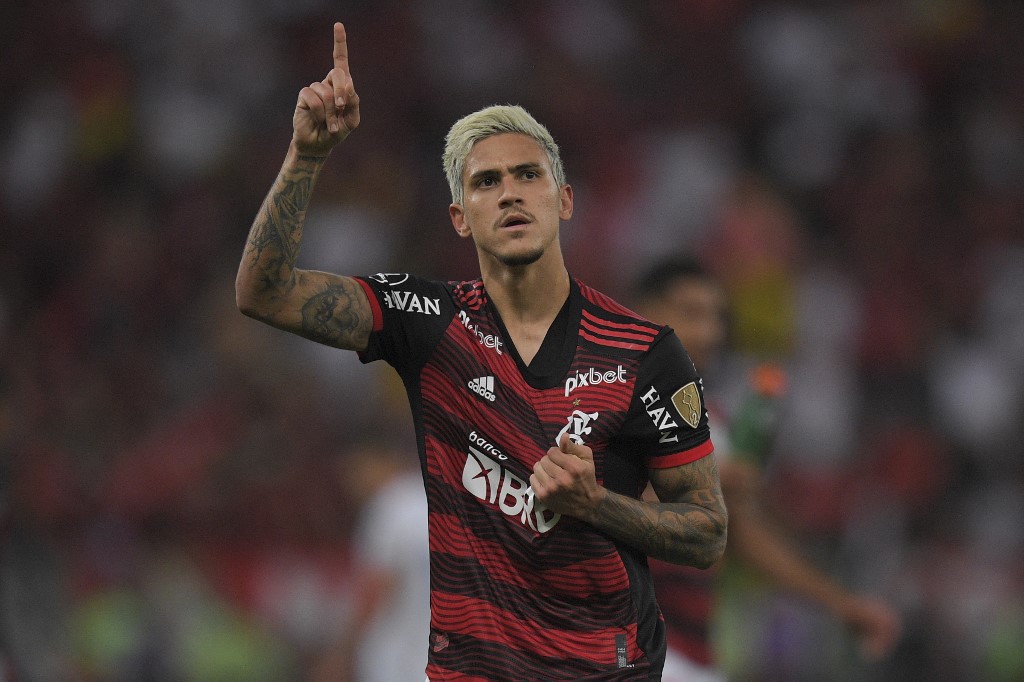 Pedro marcou um dos gols que garantiu a classificação do Flamengo para a final da Libertadores Foto: Carl de Souza-AFP